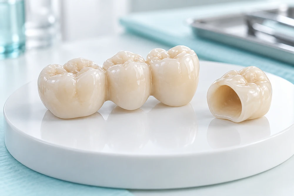 Ilustração: Coroa e ponte dentária de cerâmica
